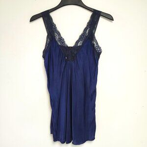Dis Moi Women's Navy Blue Camisole W/Lace Trim Size S/M